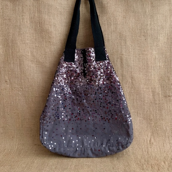 AEROPOSTALE Canvas Tote w/ Sequins Black Gray - Picture 1 of 6